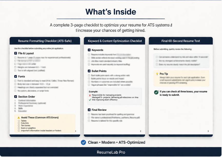 ATS Resume Checklist – Pass Automated Screening
